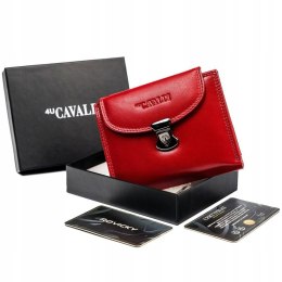 Mały, skórzany portfel damski zamykany na zatrzask — Cavaldi