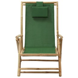  Fotel rozkładany, zielony, bambus i tkanina Lumarko!