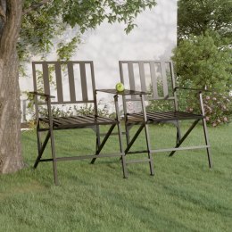  Składana ławka ogrodowa dla 2 osób, 137 cm, czarna, stalowa Lumarko!