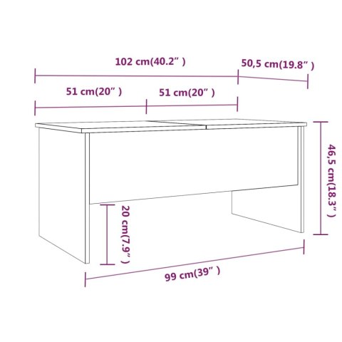  Stolik kawowy, przydymiony dąb, 102x50,5x46,5 cm Lumarko!