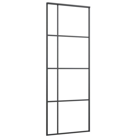  Drzwi przesuwne, szkło ESG i aluminium, 76x205 cm, czarne Lumarko!