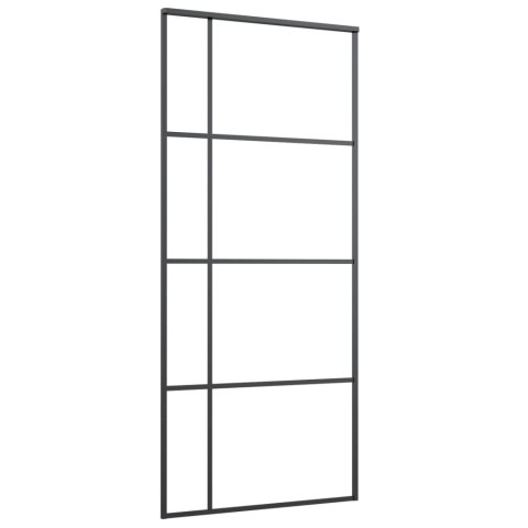  Drzwi przesuwne, szkło ESG i aluminium, 90x205 cm, czarne Lumarko!