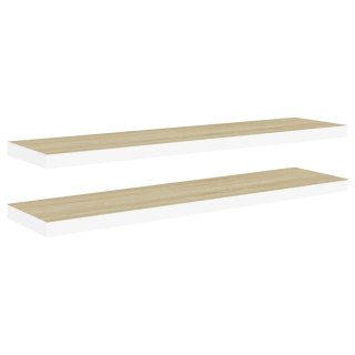  Półki ścienne, 2 szt., dębowo-białe, 90x23,5x3,8 cm, MDF Lumarko!