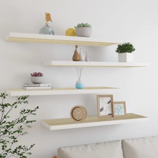  Półki ścienne, 4 szt., dębowo-białe, 90x23,5x3,8 cm, MDF Lumarko!