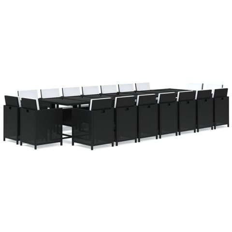  19-cz. zestaw mebli ogrodowych z poduszkami, polirattan, czarny Lumarko! #