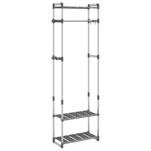  Wieszak na ubrania z 3 półkami, srebrny 59x29x192 cm, aluminium Lumarko!