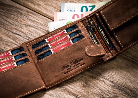  Duży Skórzany Portfel Ze Schowkiem Na Suwak !