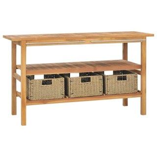  Szafka łazienkowa pod umywalkę z 3 koszami, tek, 132x45x75 cm Lumarko!