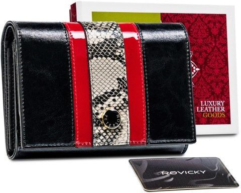 Elegancki portfel damski ze wzorem wężowej skóry RFID — Peterson