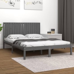  Rama łóżka, szara, lite drewno, 150x200 cm, King Size Lumarko!