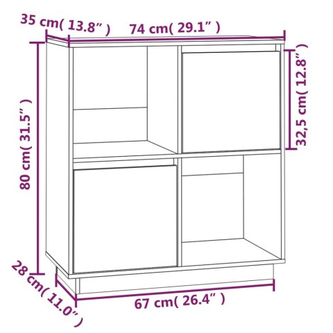  Szafka, szara, 74x35x80 cm, lite drewno sosnowe Lumarko!
