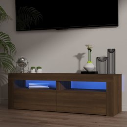 Szafka pod TV z oświetleniem LED, brązowy dąb, 120x35x40 cm Lumarko!