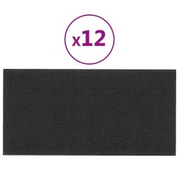  Panele ścienne, 12 szt., czarne, 30x15 cm, tkanina, 0,54 m² Lumarko!