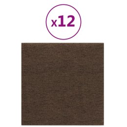  Panele ścienne, 12 szt., brązowe, 30x30 cm, tkanina, 1,08 m² Lumarko!