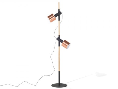  Lampa podłogowa regulowana drewniana czarna OWENS