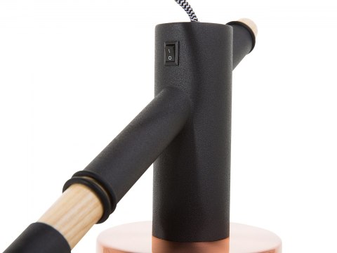  Lampa podłogowa regulowana drewniana czarna OWENS