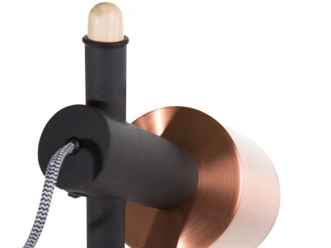  Lampa podłogowa regulowana drewniana czarna OWENS