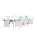  Zestaw ogrodowy z technorattanu stół i 8 krzeseł biały ITALY Lumarko!