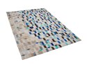  Dywan patchwork skórzany 140 x 200 cm beżowo-niebieski GIDIRLI Lumarko!