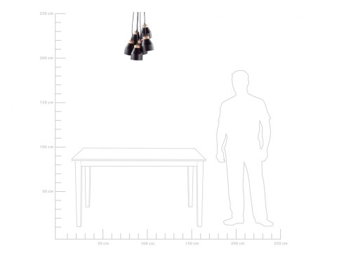  Lampa wisząca 6 kloszy metalowa czarna CESTOS