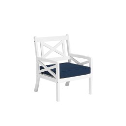  Krzesło ogrodowe z ciemnoniebieską poduchą białe BALTIC Lumarko!