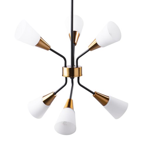  Lampa Wisząca 6-punktowa Szklana Biało-złota Aroyo Vi