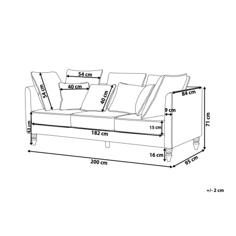  Sofa 3-osobowa Welurowa Zielona Fenstad