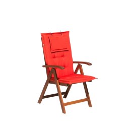  Krzesło ogrodowe drewno akacjowe z poduszką jasnoczerwoną TOSCANA Lumarko!