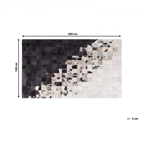  Dywan patchwork skórzany 140 x 200 cm czarno-biały KEMAH