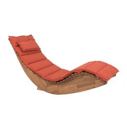  Leżak ogrodowy drewniany z poduszką czerwoną BRESCIA Lumarko!