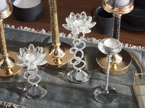  Świecznik szklany 19 cm srebrny OVIEDO