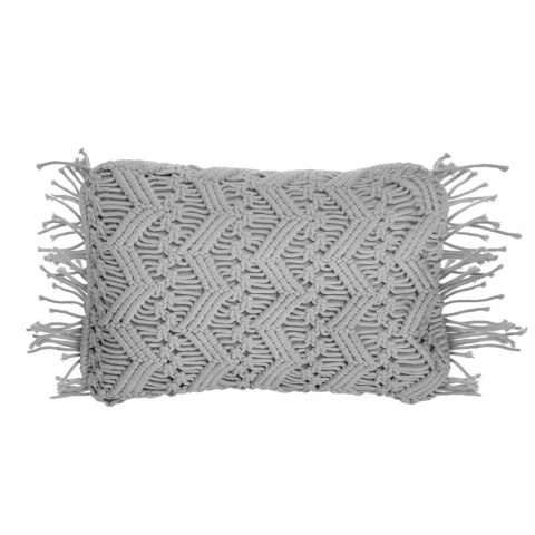  Bawełniana poduszka dekoracyjna makrama 30 x 45 cm szara KIRIKKALE
