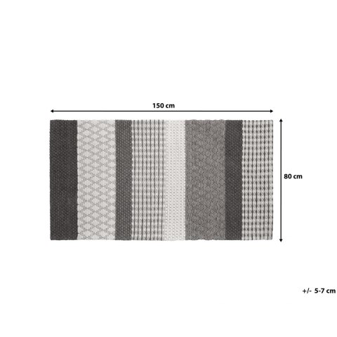  Dywan Wełniany 80 X 150 Cm Szary Akkaya