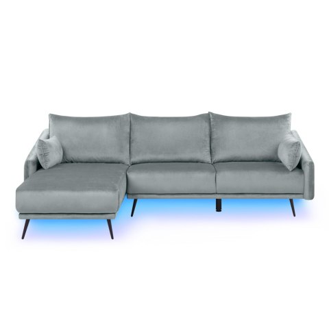  Narożnik Led Welurowy Szary Varde