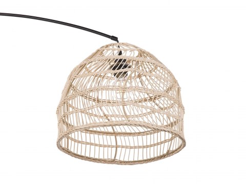  Lampa Podłogowa Metalowa Z Rattanowym Kloszem Czarna Guaviare