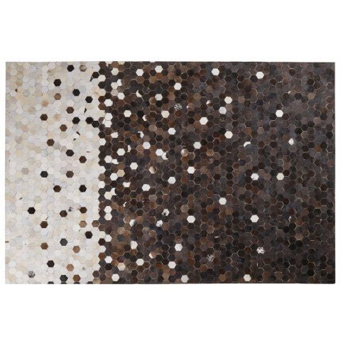  Dywan patchwork skórzany 160 x 230 cm brązowo-beżowy EYIM