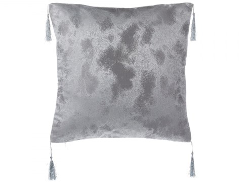  2 poduszki dekoracyjne w geometryczny wzór z frędzlami 45 x 45 cm srebrne CAMELLIA