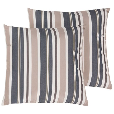  2 Poduszki Ogrodowe W Paski 40 X 40 Cm Niebiesko-beżowe Kastos