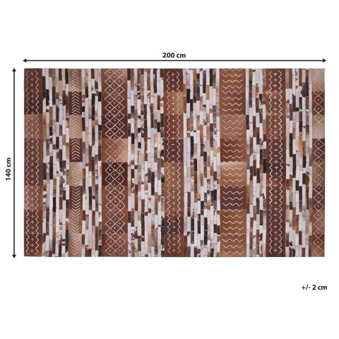  Dywan Patchwork Skórzany 140 X 200 Cm Brązowy Herekli