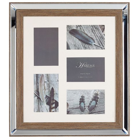  Multiramka Na 5 Zdjęć Lustrzana Ciemne Drewno Sinta