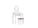 Toaletka 1 szuflada owalne lustro i stołek biała SOLEIL Lumarko!