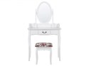  Toaletka 1 szuflada owalne lustro i stołek biała SOLEIL Lumarko!