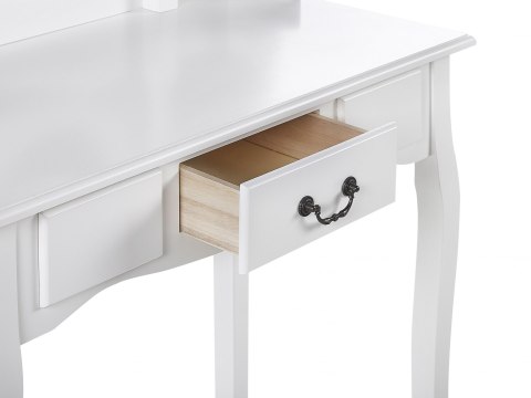  Toaletka 1 Szuflada Owalne Lustro I Stołek Biała Soleil