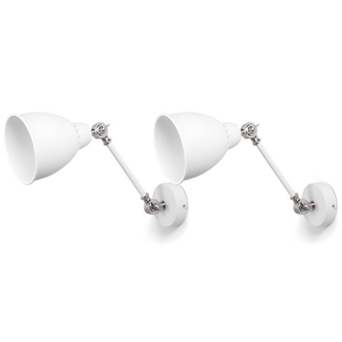  Zestaw 2 lamp ściennych metalowych biały MISSISSIPPI