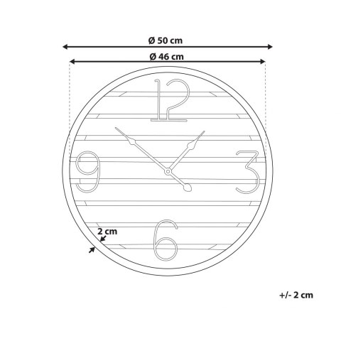  Zegar Ścienny Ø 50 Cm Ciemne Drewno Arriaga