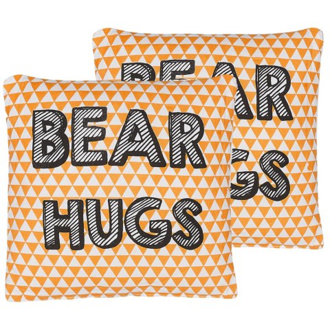  2 bawełniane poduszki dla dzieci z nadrukiem 40 x 40 cm pomarańczowe RADZKOT