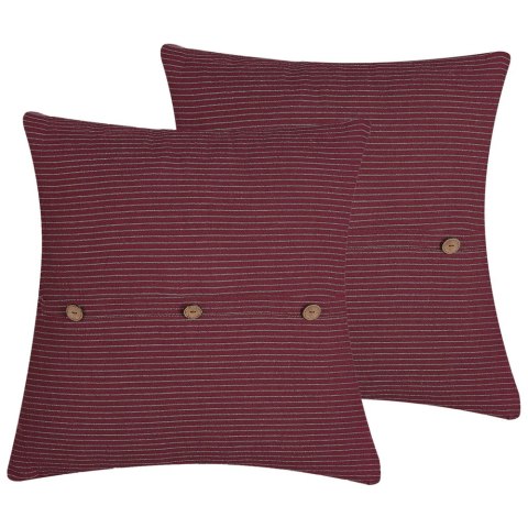  2 Poduszki Dekoracyjne W Paski 43 X 43 Cm Czerwone Campanula