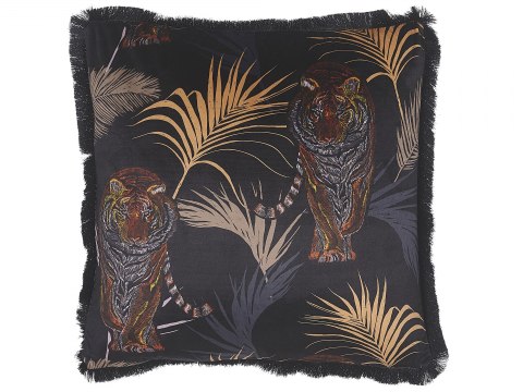  2 poduszki dekoracyjne z motywem tygrysa 45 x 45 cm czarne RAMTEK