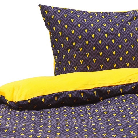  Komplet pościeli bawełnianej satynowej w jodełkę 135 x 200 cm niebiesko-żółty WALLINGFORD