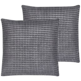  2 welurowe poduszki dekoracyjne w geometryczny wzór 45 x 45 cm szare ASPIDISTRA Lumarko!